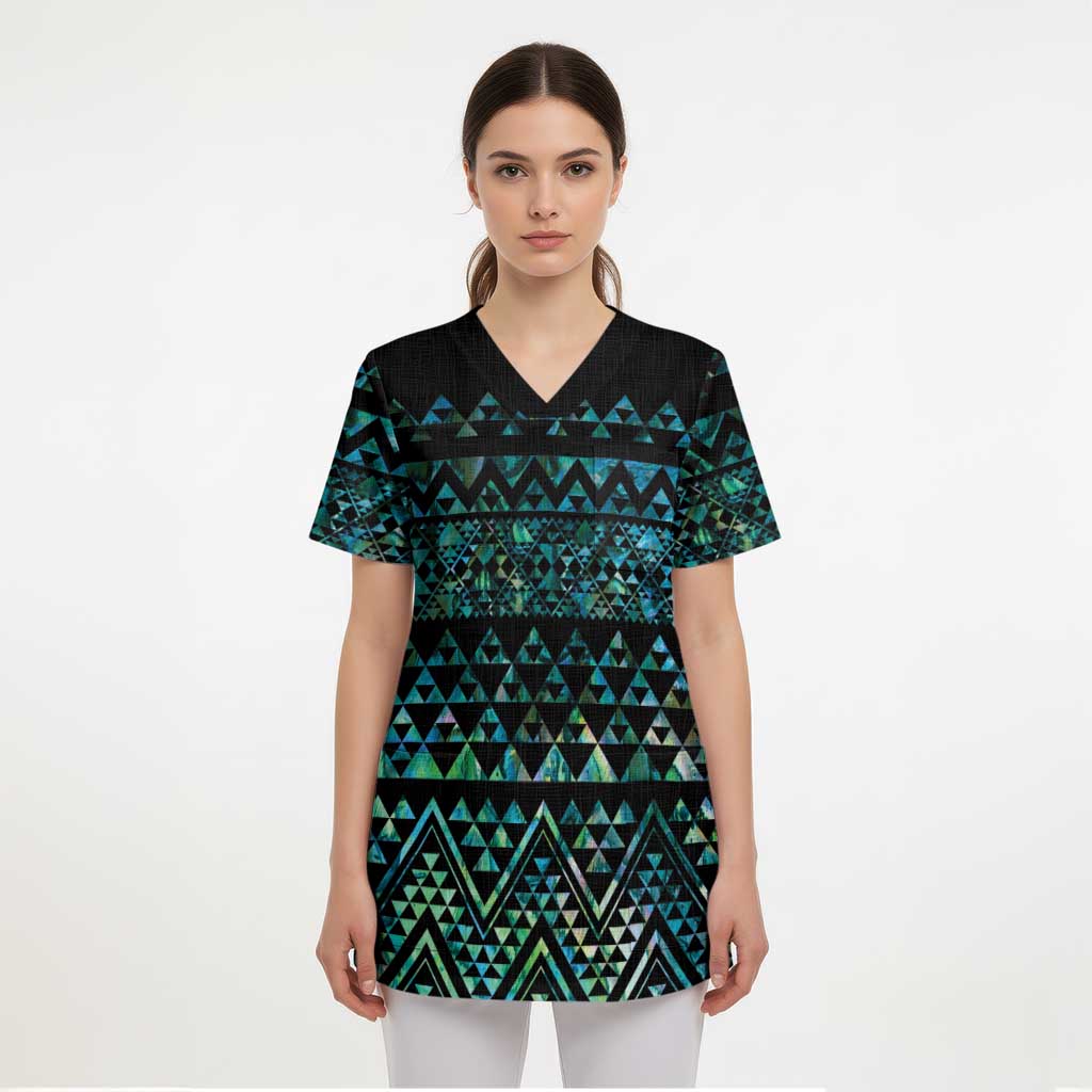 Maori Niho Taniwha Te Wheiao Scrub Top Paua Shell - Polynesian Pride