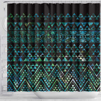 Maori Niho Taniwha Te Wheiao Shower Curtain Paua Shell - Polynesian Pride