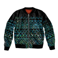Maori Niho Taniwha Te Wheiao Sleeve Zip Bomber Jacket Paua Shell - Polynesian Pride