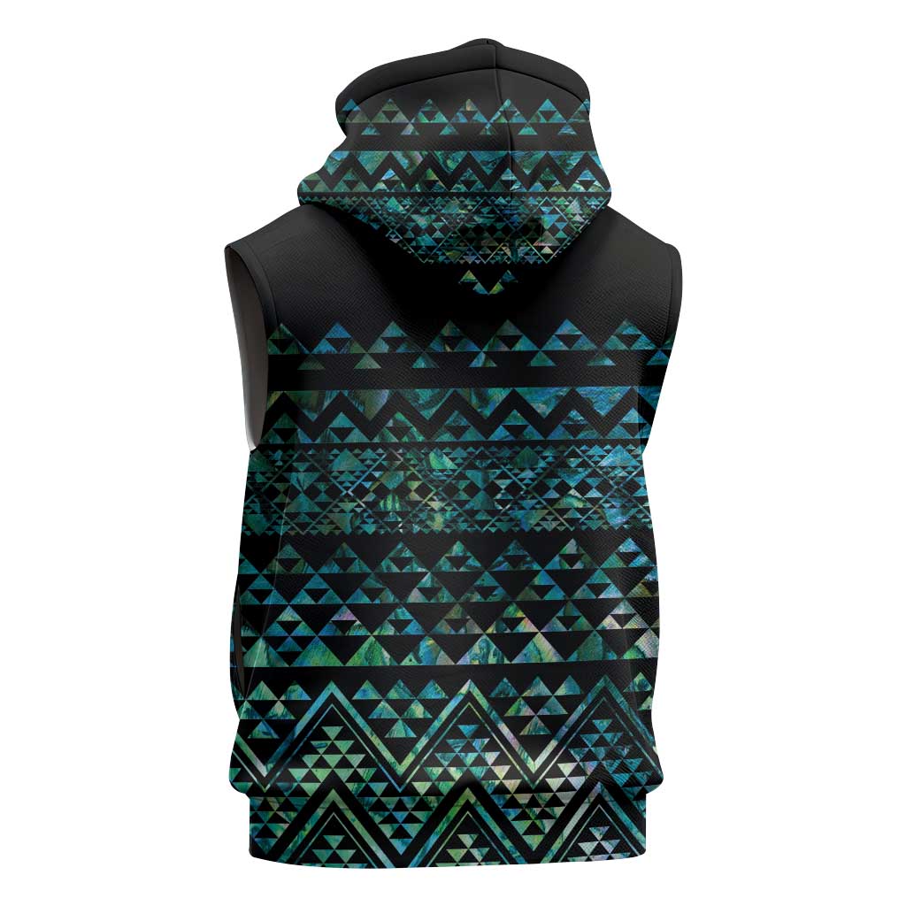 Maori Niho Taniwha Te Wheiao Sleeveless Hoodie Paua Shell - Polynesian Pride