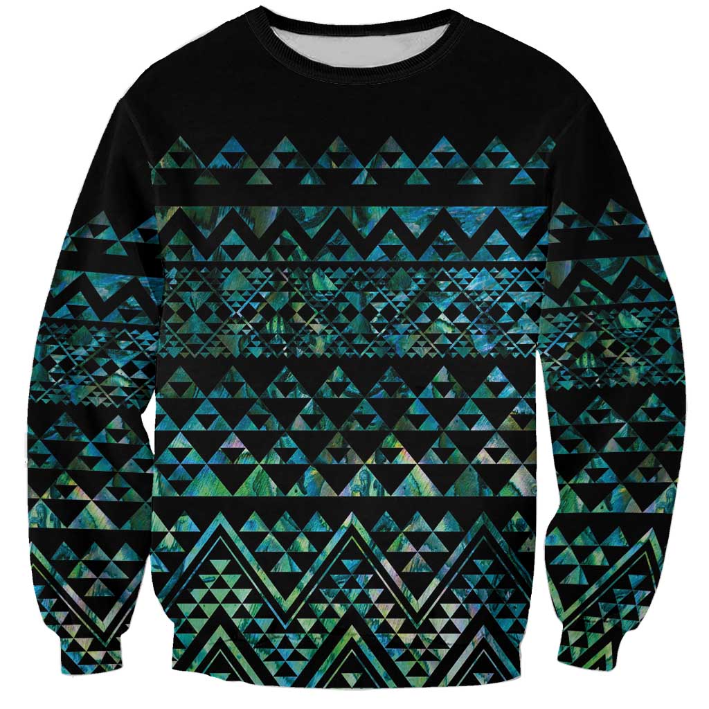 Maori Niho Taniwha Te Wheiao Sweatshirt Paua Shell - Polynesian Pride