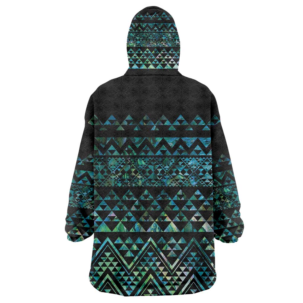Maori Niho Taniwha Te Wheiao Wearable Blanket Hoodie Paua Shell - Polynesian Pride