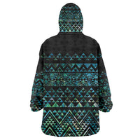 Maori Niho Taniwha Te Wheiao Wearable Blanket Hoodie Paua Shell - Polynesian Pride