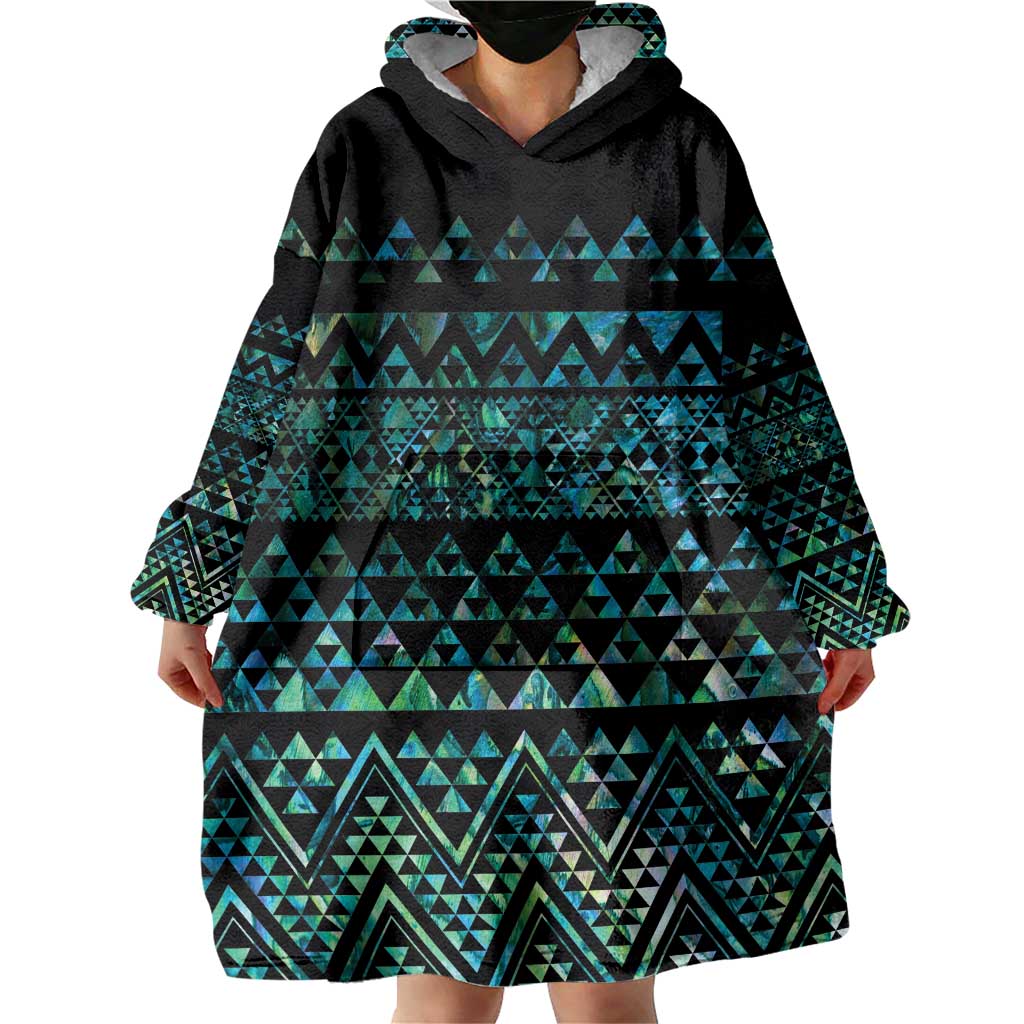 Maori Niho Taniwha Te Wheiao Wearable Blanket Hoodie Paua Shell - Polynesian Pride