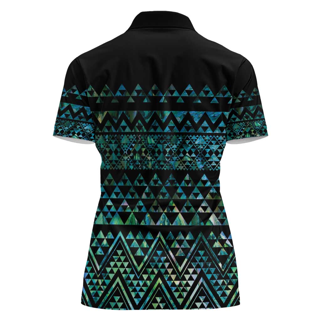 Maori Niho Taniwha Te Wheiao Women Polo Shirt Paua Shell - Polynesian Pride