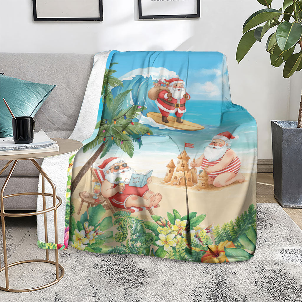 Tropical Christmas Funny Santa Blanket Beach Vacation LT7 - Polynesian Pride