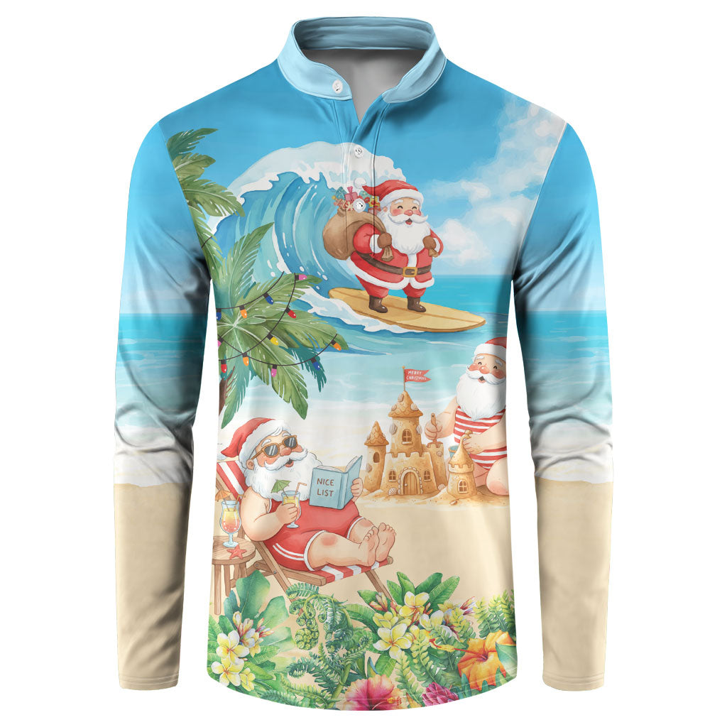 Tropical Christmas Funny Santa Button Sweatshirt Beach Vacation LT7 Multicolor - Polynesian Pride