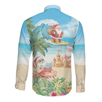Tropical Christmas Funny Santa Long Sleeve Button Shirt Beach Vacation LT7 - Polynesian Pride