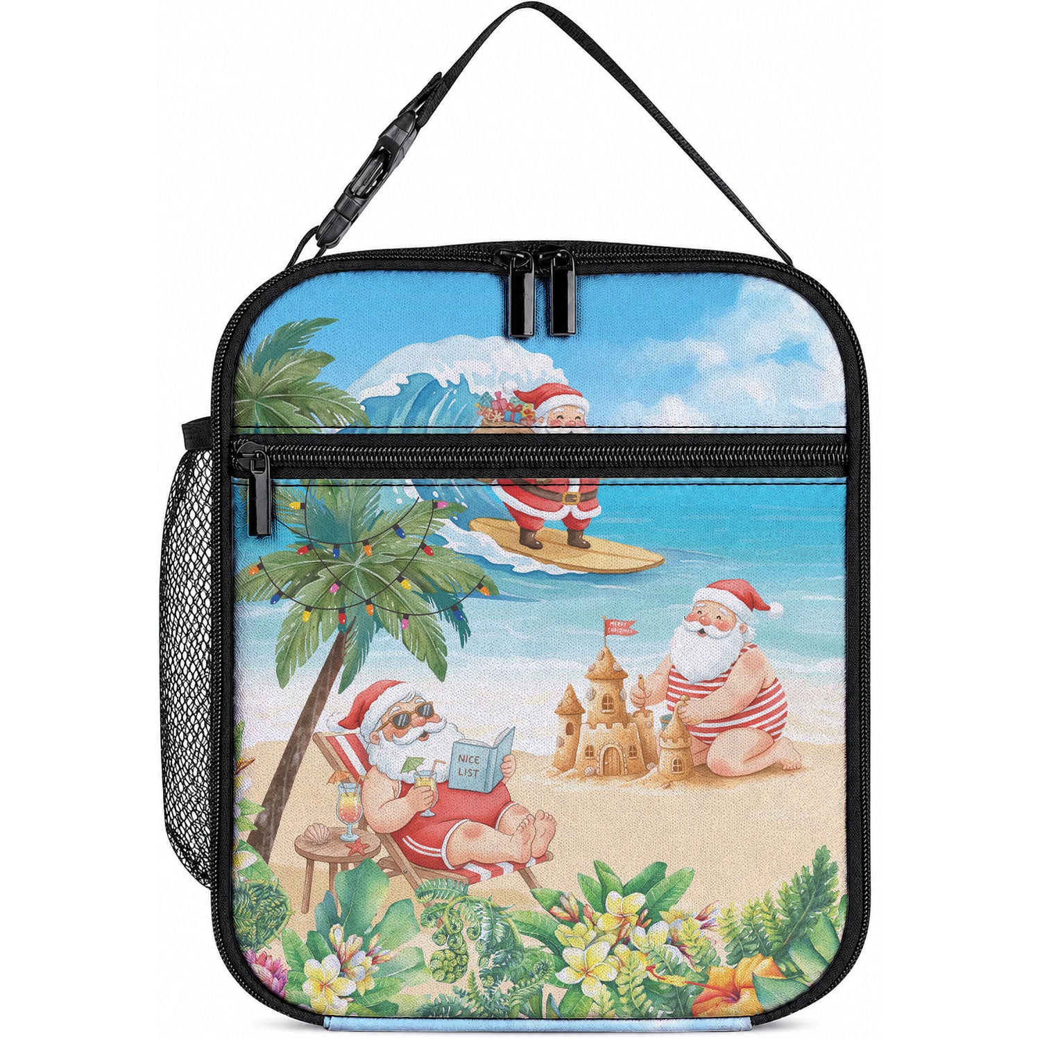 Tropical Christmas Funny Santa Lunch Bag Beach Vacation LT7 10.2 × 8.3 × 4.3 inch Multicolor - Polynesian Pride