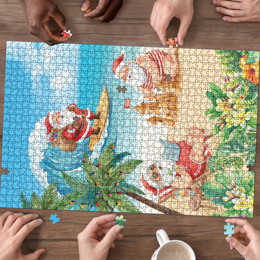 Tropical Christmas Funny Santa Puzzle Beach Vacation LT7 - Polynesian Pride