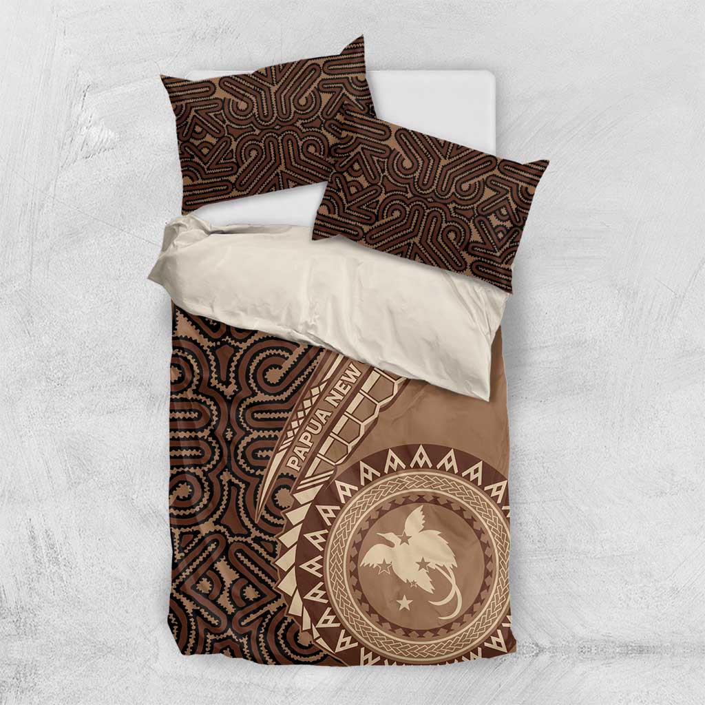 Papua New Guinea Oro Tapa Motif Bedding Set Classic LT7 US Twin 172cm x 218cm Brown - Polynesian Pride