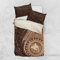 Papua New Guinea Oro Tapa Motif Bedding Set Classic LT7 US Twin 172cm x 218cm Brown - Polynesian Pride