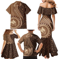 Papua New Guinea Oro Tapa Motif Family Matching Mermaid Dress and Hawaiian Shirt Classic