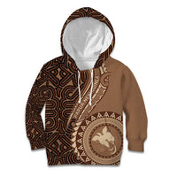 Papua New Guinea Oro Tapa Motif Kid Hoodie Classic LT7 Hoodie Brown - Polynesian Pride