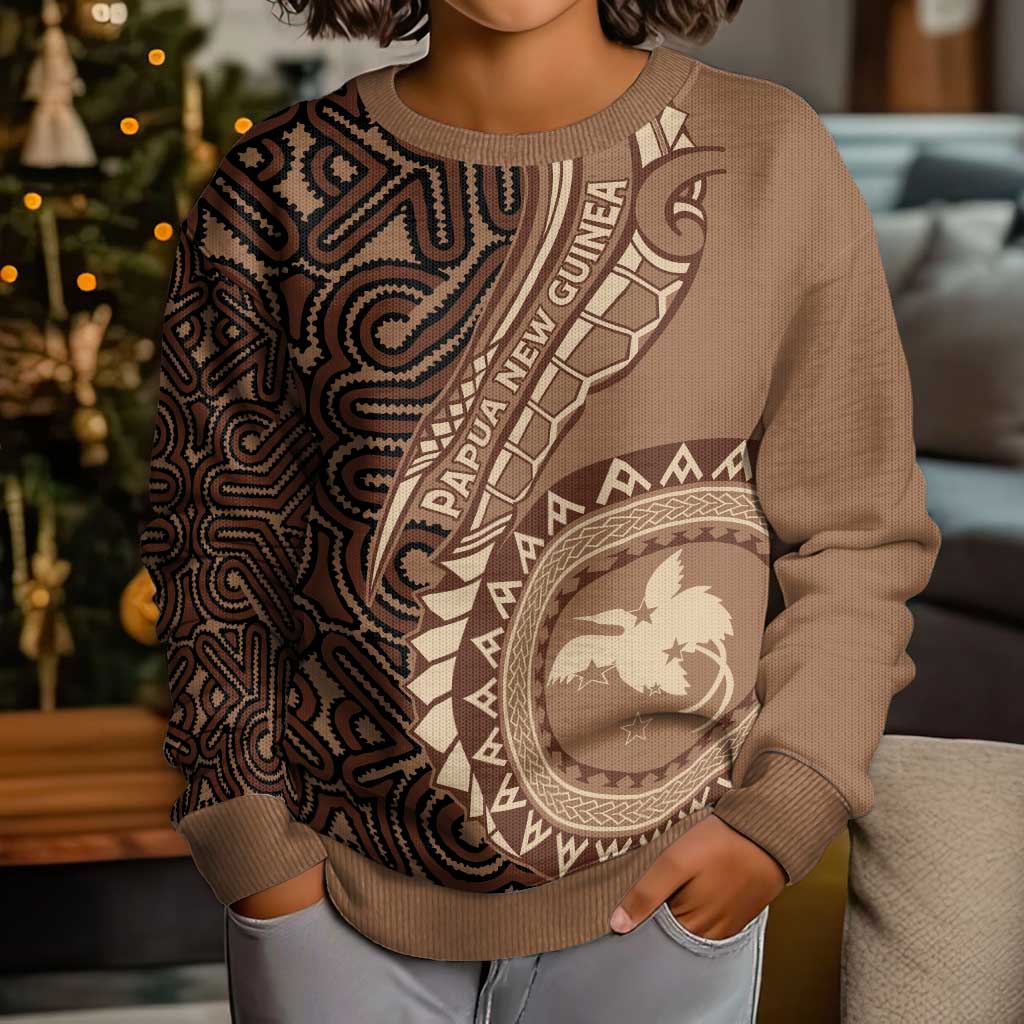 Papua New Guinea Oro Tapa Motif Kid Ugly Christmas Sweater Classic LT7 - Polynesian Pride
