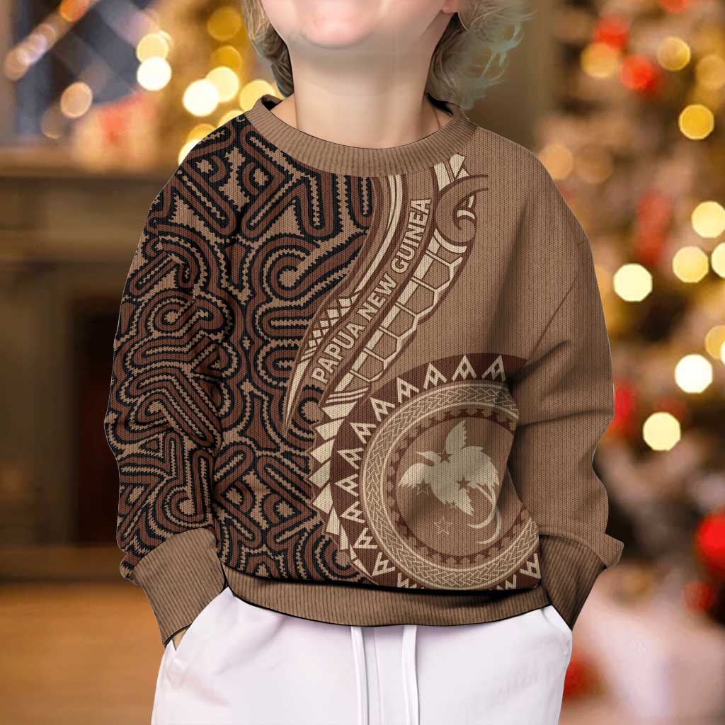 Papua New Guinea Oro Tapa Motif Kid Ugly Christmas Sweater Classic LT7 - Polynesian Pride