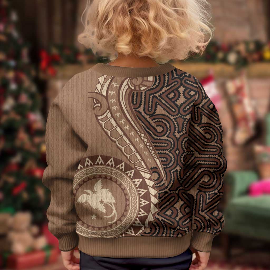 Papua New Guinea Oro Tapa Motif Kid Ugly Christmas Sweater Classic LT7 - Polynesian Pride