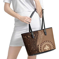 Papua New Guinea Oro Tapa Motif Leather Tote Bag Classic