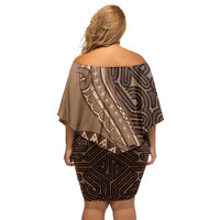 Papua New Guinea Oro Tapa Motif Off Shoulder Short Dress Classic LT7 - Polynesian Pride