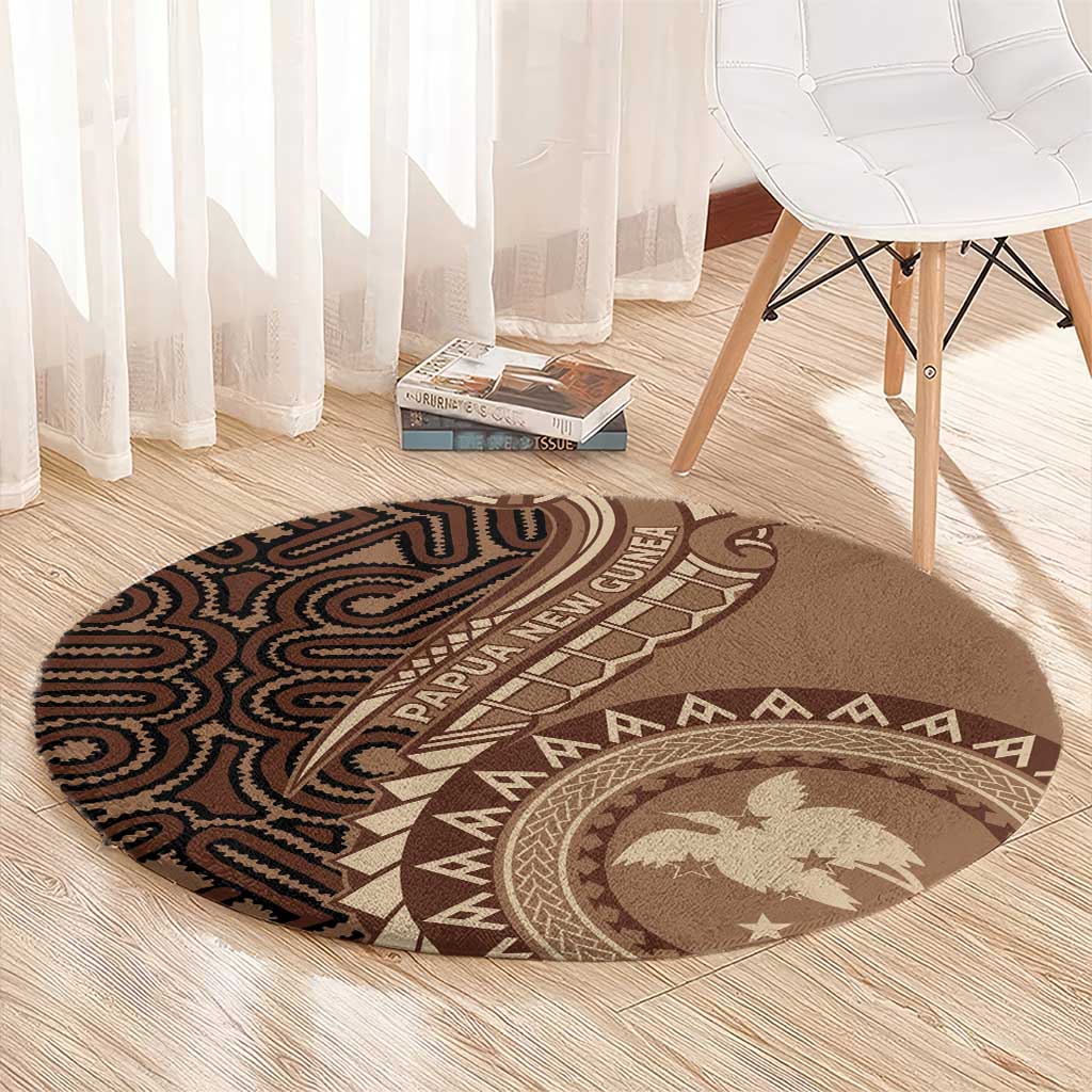 Papua New Guinea Oro Tapa Motif Round Carpet Classic LT7 - Polynesian Pride