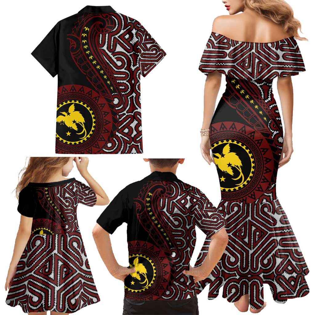 Papua New Guinea Oro Tapa Motif Family Matching Mermaid Dress and Hawaiian Shirt Special