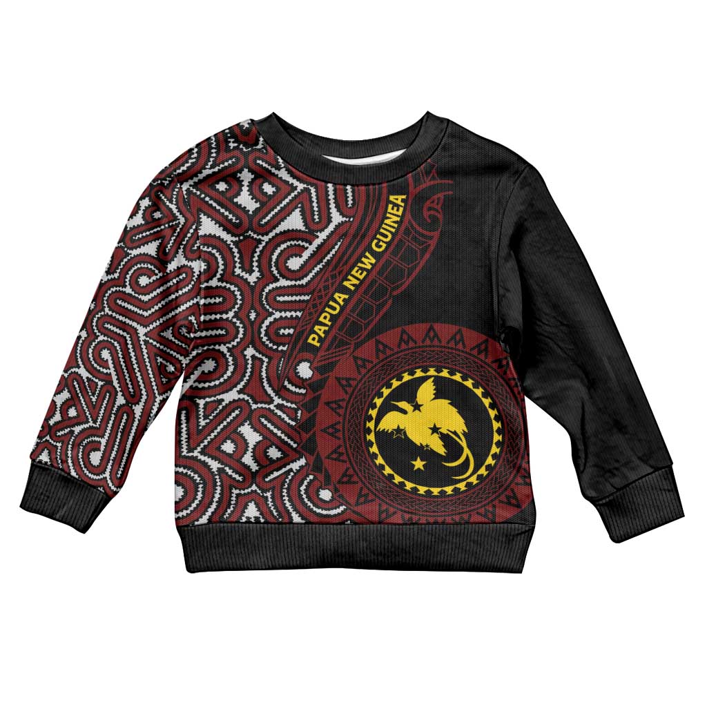 Papua New Guinea Oro Tapa Motif Kid Ugly Christmas Sweater Special LT7 Kid Black - Polynesian Pride