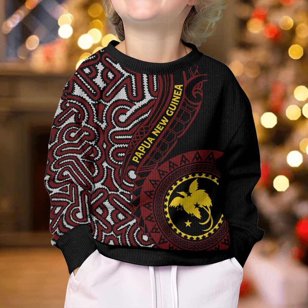 Papua New Guinea Oro Tapa Motif Kid Ugly Christmas Sweater Special LT7 - Polynesian Pride