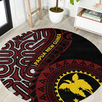 Papua New Guinea Oro Tapa Motif Round Carpet Special LT7 Black - Polynesian Pride