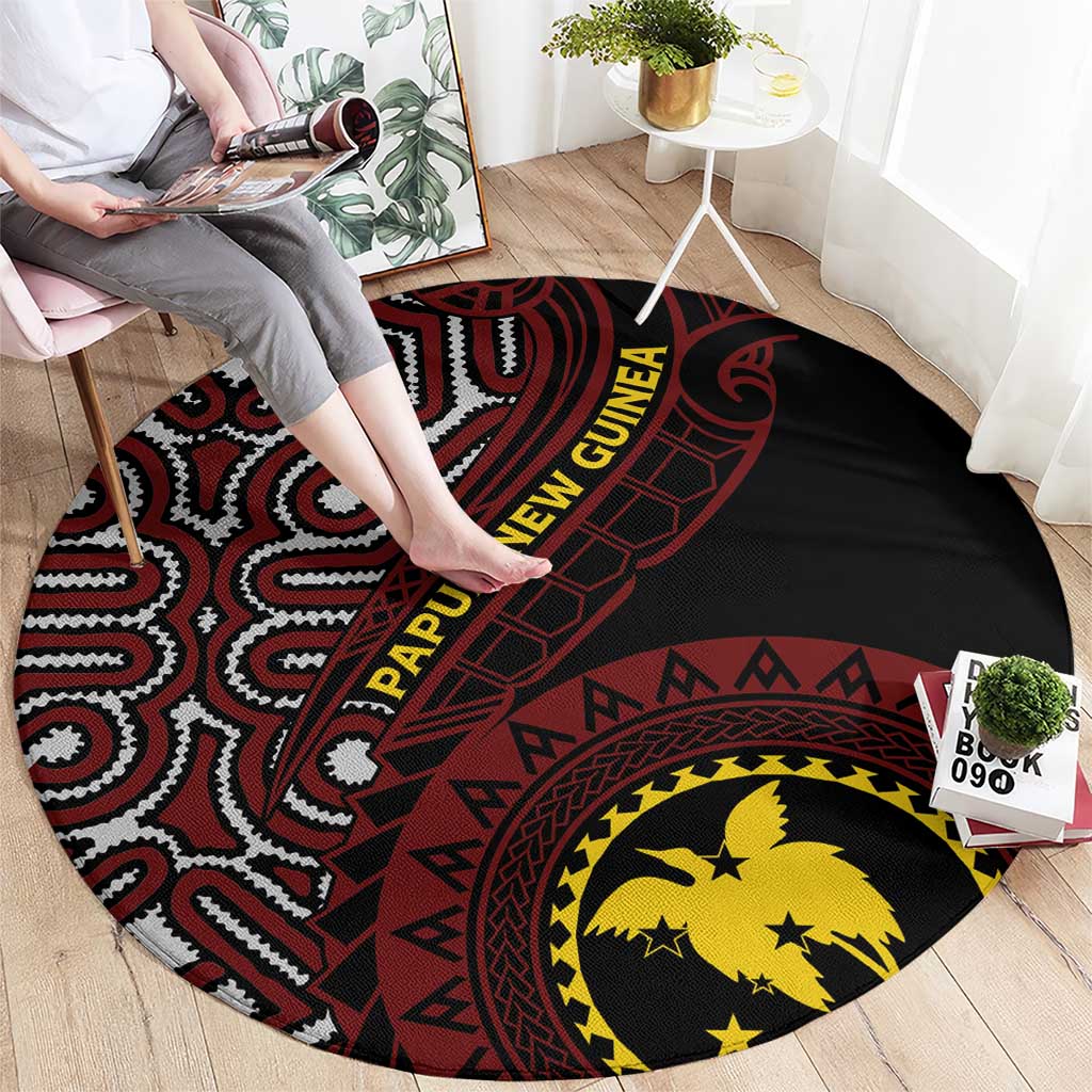 Papua New Guinea Oro Tapa Motif Round Carpet Special LT7 - Polynesian Pride