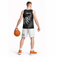 New Zealand Lawn Bowls Personalized Basketball Jersey Wrap-Around Silver Fern - Polynesian Pride