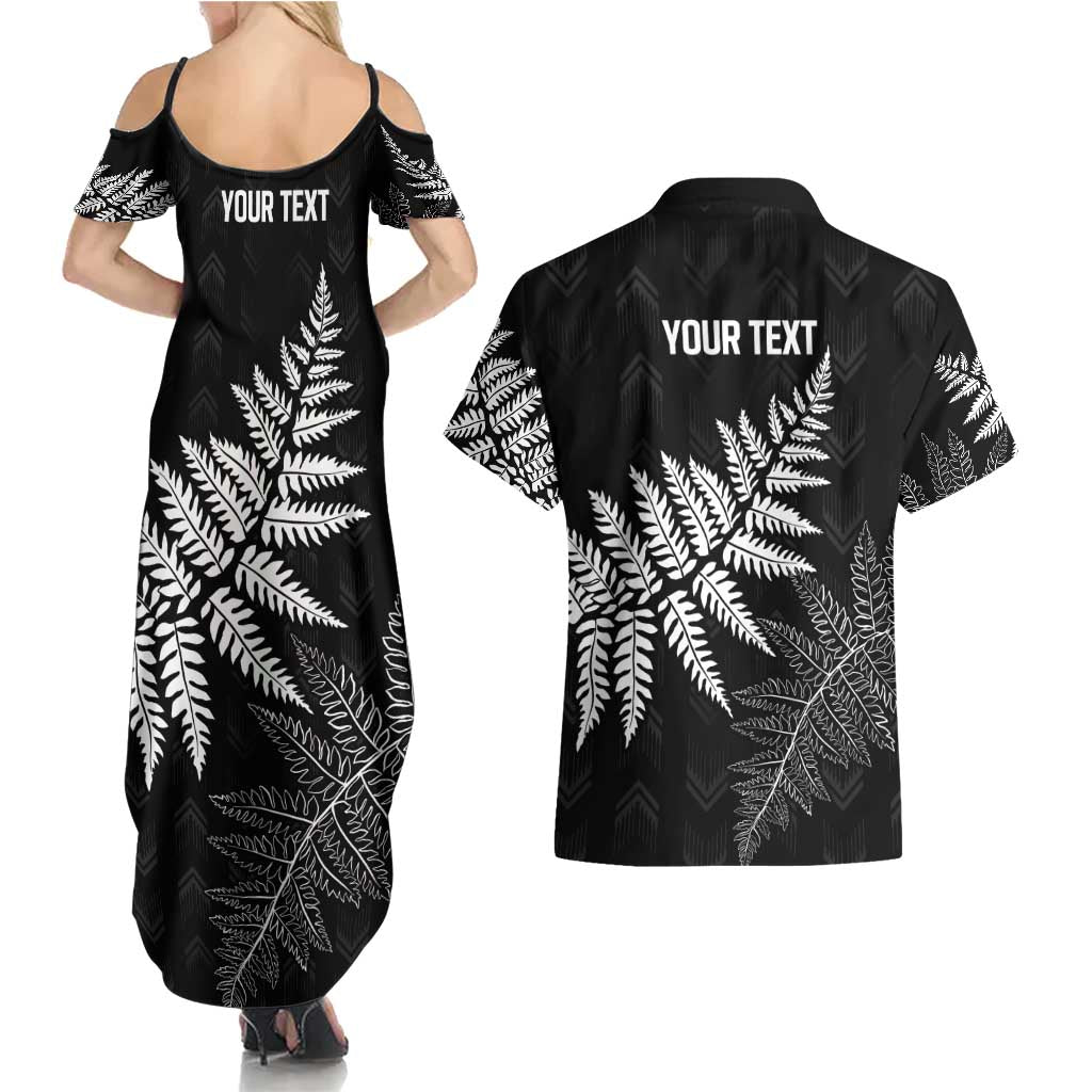 New Zealand Lawn Bowls Personalized Couples Matching Summer Maxi Dress and Hawaiian Shirt Wrap-Around Silver Fern - Polynesian Pride