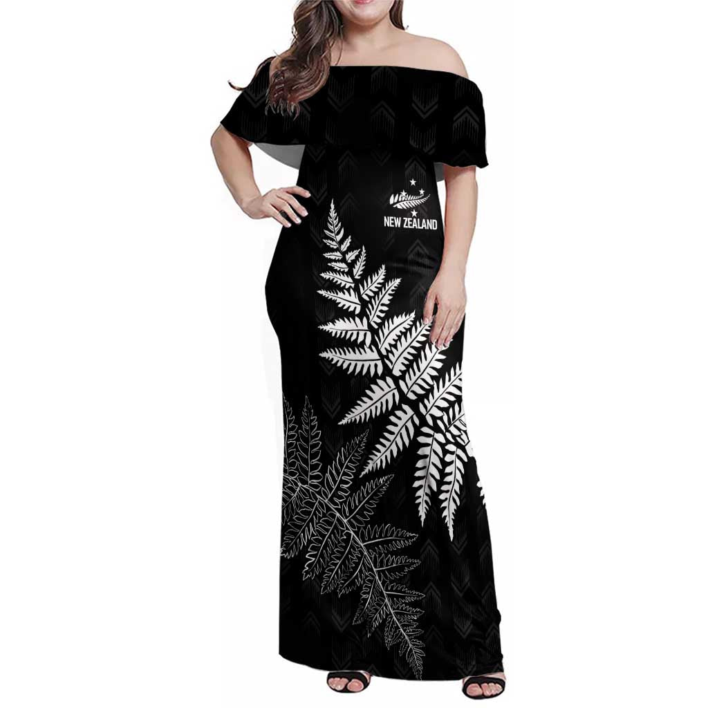 New Zealand Lawn Bowls Personalized Family Matching Off Shoulder Maxi Dress and Hawaiian Shirt Wrap-Around Silver Fern - Polynesian Pride