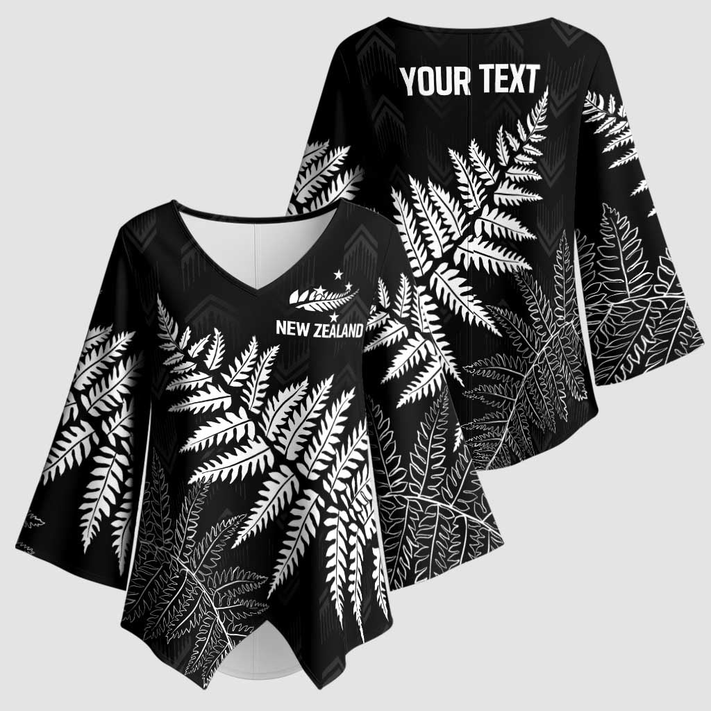 New Zealand Lawn Bowls Personalized Kimono Sleeve Blouse Wrap-Around Silver Fern - Polynesian Pride