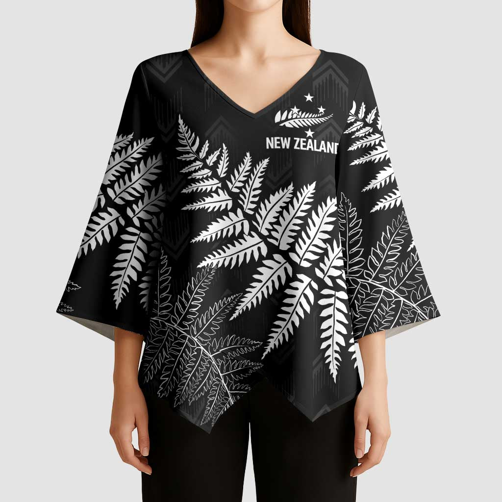 New Zealand Lawn Bowls Personalized Kimono Sleeve Blouse Wrap-Around Silver Fern - Polynesian Pride