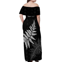 New Zealand Lawn Bowls Personalized Off Shoulder Maxi Dress Wrap-Around Silver Fern - Polynesian Pride