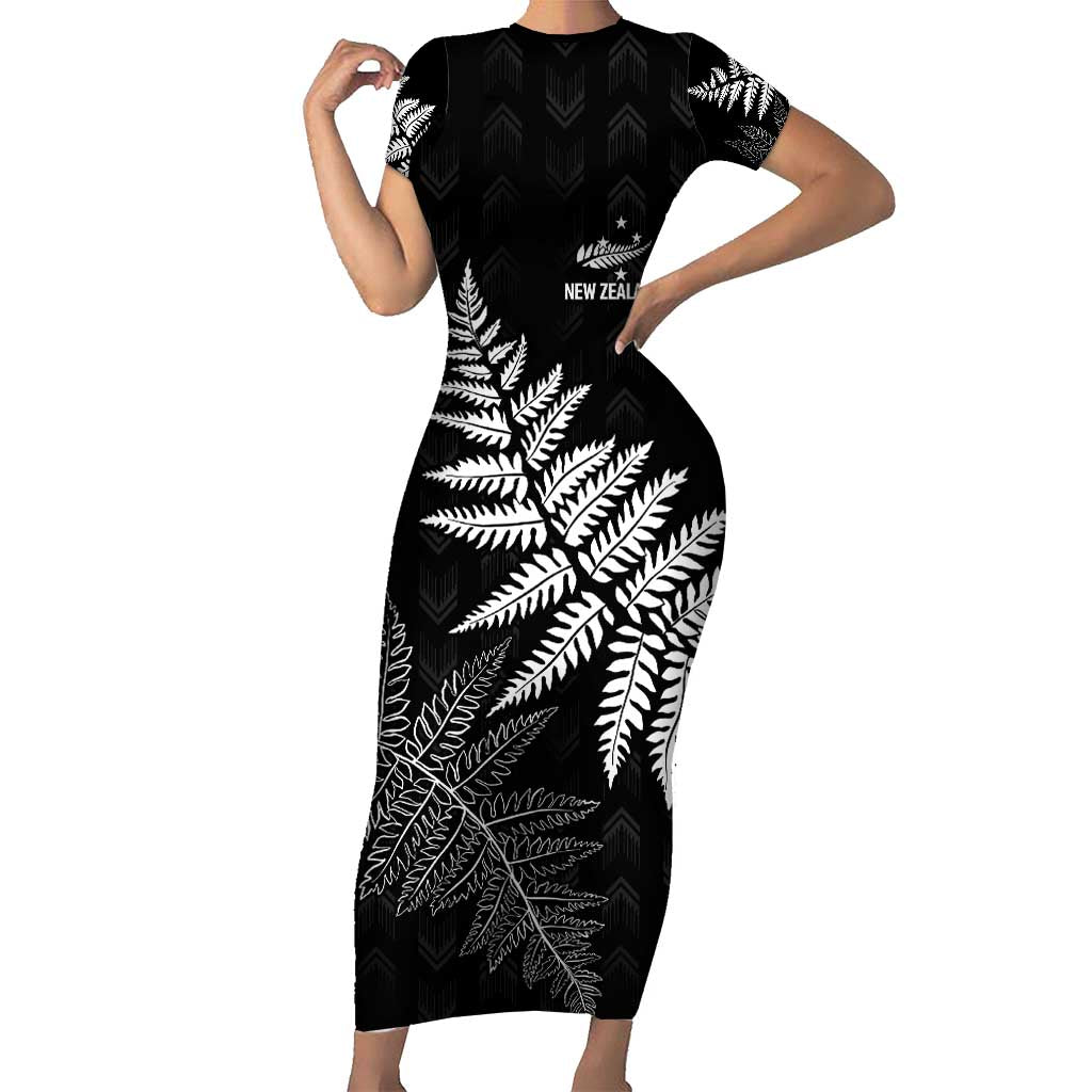 New Zealand Lawn Bowls Personalized Short Sleeve Bodycon Dress Wrap-Around Silver Fern - Polynesian Pride