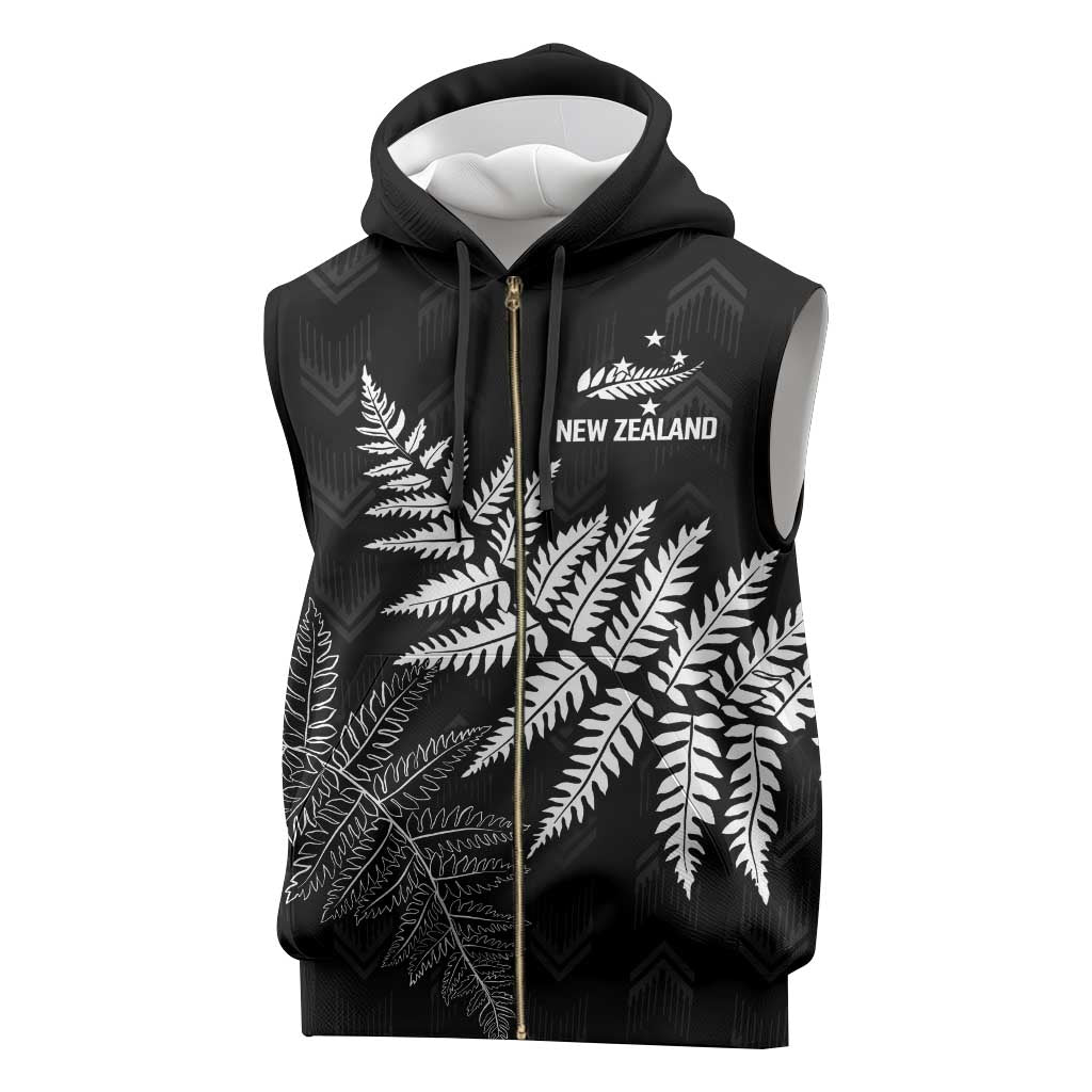 New Zealand Lawn Bowls Personalized Sleeveless Zip Hoodie Wrap-Around Silver Fern - Polynesian Pride