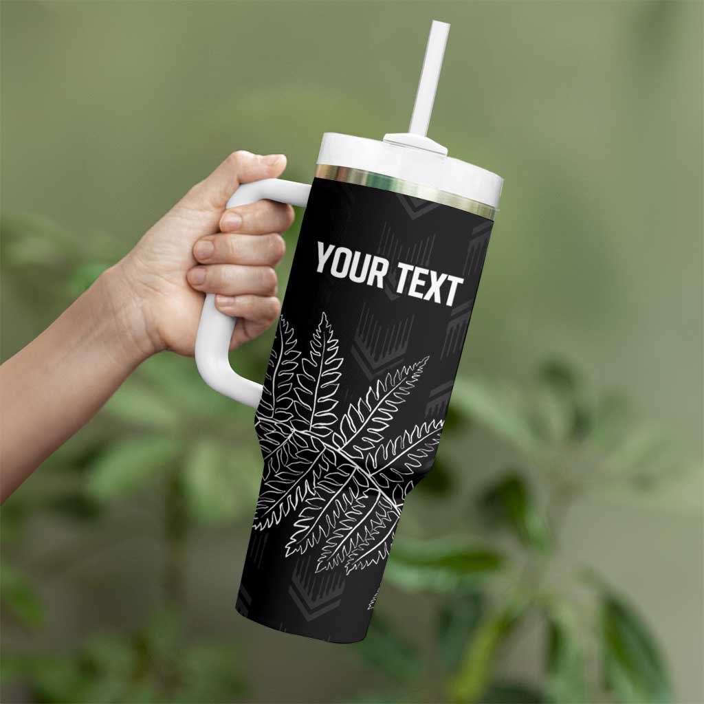 New Zealand Lawn Bowls Personalized Tumbler With Handle Wrap-Around Silver Fern - Polynesian Pride