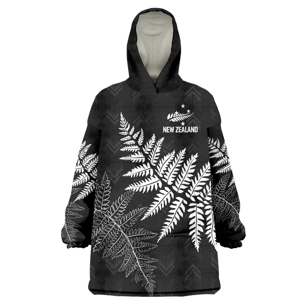 New Zealand Lawn Bowls Personalized Wearable Blanket Hoodie Wrap-Around Silver Fern - Polynesian Pride