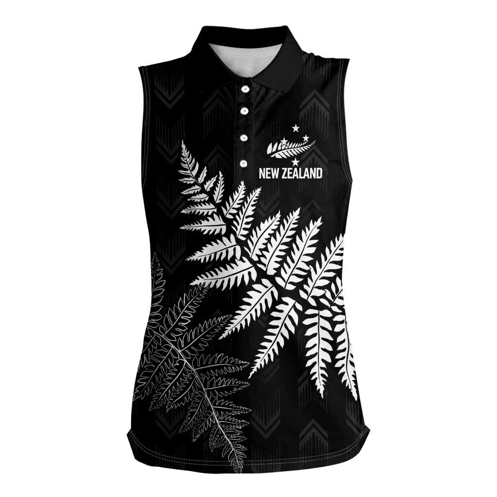 New Zealand Lawn Bowls Personalized Women Sleeveless Polo Shirt Wrap-Around Silver Fern - Polynesian Pride