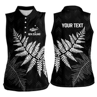 New Zealand Lawn Bowls Personalized Women Sleeveless Polo Shirt Wrap-Around Silver Fern - Polynesian Pride