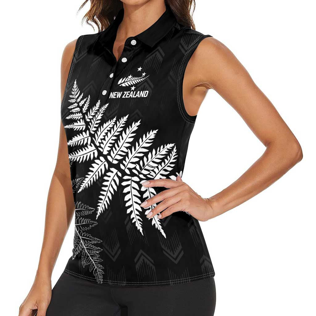 New Zealand Lawn Bowls Personalized Women Sleeveless Polo Shirt Wrap-Around Silver Fern - Polynesian Pride