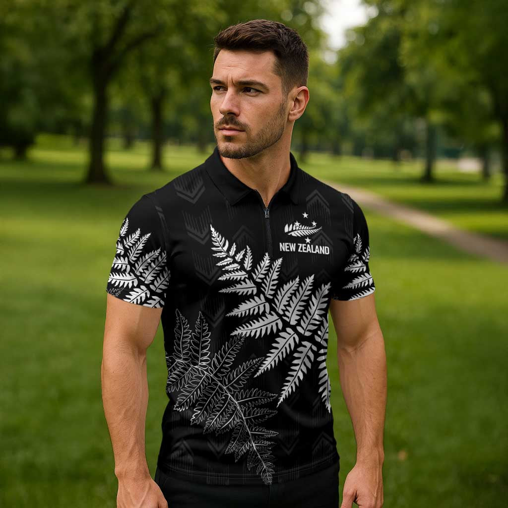 New Zealand Lawn Bowls Personalized Zipper Polo Shirt Wrap-Around Silver Fern - Polynesian Pride