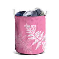 New Zealand Lawn Bowls Breast Cancer Personalized Laundry Basket Wrap-Around Silver Fern - Polynesian Pride
