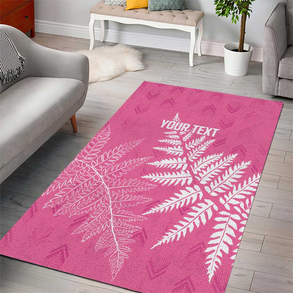 New Zealand Lawn Bowls Breast Cancer Personalized Area Rug Wrap-Around Silver Fern - Polynesian Pride