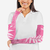 New Zealand Lawn Bowls Breast Cancer Personalized Arm Sleeves Wrap-Around Silver Fern - Polynesian Pride