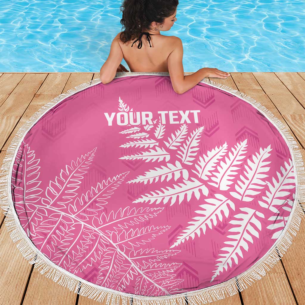 New Zealand Lawn Bowls Breast Cancer Personalized Beach Blanket Wrap-Around Silver Fern - Polynesian Pride