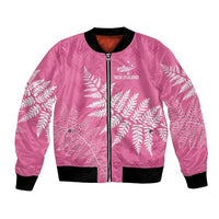 New Zealand Lawn Bowls Breast Cancer Personalized Bomber Jacket Wrap-Around Silver Fern - Polynesian Pride