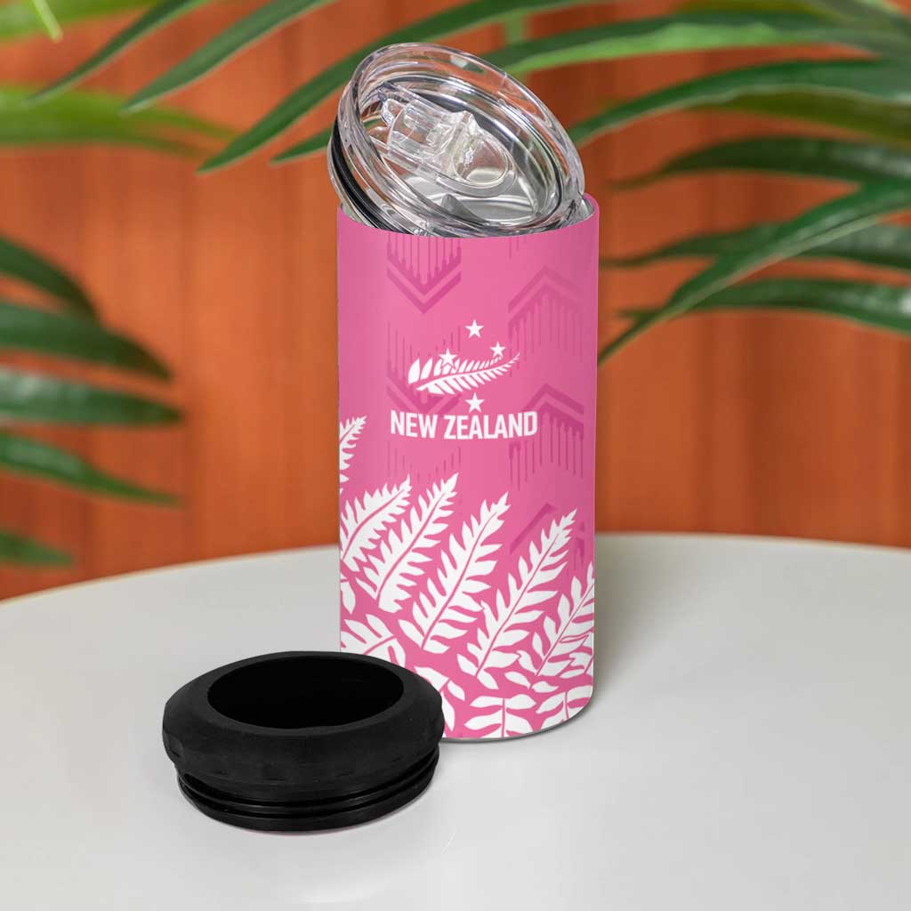 New Zealand Lawn Bowls Breast Cancer Personalized 4 in 1 Can Cooler Tumbler Wrap-Around Silver Fern - Polynesian Pride