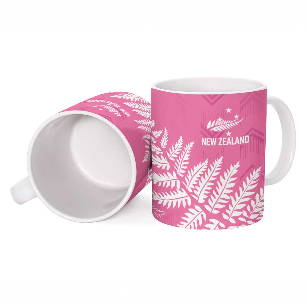 New Zealand Lawn Bowls Breast Cancer Personalized Ceramic Mug Wrap-Around Silver Fern - Polynesian Pride
